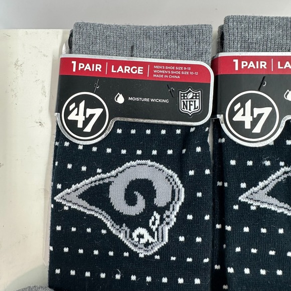 Lot Of 2 47 Brand NFL‎ Los Angeles Rams Crew Socks Multicolor Size Large NWT - Picture 4 of 9